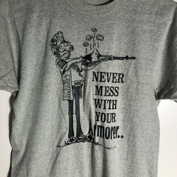 Vintage Never Mess With Your Armorer Screen Stars short sleeve Tshirt. Sz Medium - Picture 3 of 5